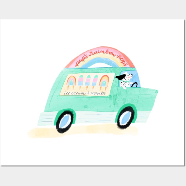 Pups Rainbow Pops - Ice Cream Truck Wall Art by Michele Norris